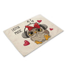 GobekUsa Cute Owl Animal Placemat Music Bird Kitchen Dining Table Mats Coaster Bowl Cup Mat