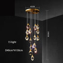 GobekUsa Diamond Crystal Chandelier: Luxury Gold LED Lighting for Staircase & Living Room