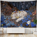 GobekUsa Enchanted Forest Tapestry: Animals, Flowers, Moon - Home Decor