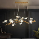GobekUsa Bird Crystal Glass Branch Chandelier for Living Room, Bedroom, Hotel
