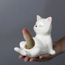GobekUsa Cartoon Kitten Ceramic Flowerpot Succulent Cat Plant Pot Garden Decor