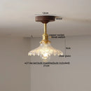 GobekUsa Green Glass LED Ceiling Lights: Modern Copper Wood Indoor Lamp