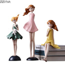 GobekUsa Cartoon Girl Resin Sculpture Desk Decoration Room Ornament Artifacts