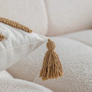 GobekUsa Geometric Cotton Embroidered Pillow Case with Tufted Fringe, Decorative Sofa Cushion Cover
