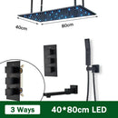 GobekUsa Black Brass Thermostatic Shower Faucet with Ceiling Rainfall Shower Head