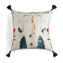 GobekUsa Circus Retro Throw Pillow Cover with Tassels 45x45 Eclectic Home Decor