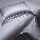 GobekUsa Cotton Satin Jacquard Embroidery Bedding Set with Elastic Sheet & Duvet Cover