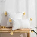 GobekUsa Boho Style Tufted Tassels Yellow Cushion Cover for Home Decor