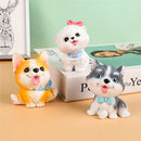 GobekUsa Dog Figurine Miniatures Set - Husky Corgi Bulldog Puppy Statue Decor