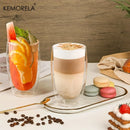 GobekUsa Double Wall Glass Coffee Mugs - Insulated Espresso Glass Cups for Cappuccino Latte Tea Milk