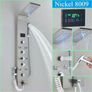 GobekUsa LED Blue Light Shower System with Temperature Display, Massage Column, Waterfall Rainfall
