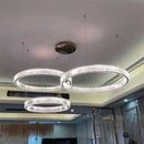 GobekUsa Crystal LED Chandelier Rings Pendant Lamp Luxury Villa Stair Decoration