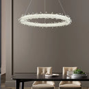 GobekUsa LED Glass Crystal Chandelier White Lustre Pendant Light for Home Decor