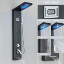 GobekUsa Black LED Waterfall Rain Shower Panel Faucet Set with Massage Jets