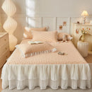 GobekUsa Lace Ruffles Cooling Bed Skirt Set with Pillowcases