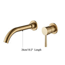 GobekUsa Gold Brass Bathroom Faucet with Modern Lever Handle, Wall Mount Sink Tap