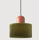 Vintage Stained Glass Mini Pendant Light in Pink Green White