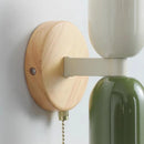 GobekUsa Cream Zipper Wooden Wall Lamp for Bedroom Living Room Hallway Illumination