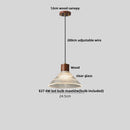 GobekUsa Japan Style Wood LED Pendant Light Fixture Clear Glass Adjustable Hanging Lamp