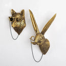 GobekUsa Golden Deer Head Wall Hook: Antique Bronze Resin Animal Pendant for Stylish Wall Decor