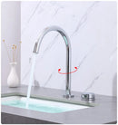 GobekUsa Brushed Gold Basin Faucet: Widespread Chrome Sink Tap with 360 Rotation