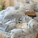 GobekUsa Lace Ruffles Floral Velvet Patchwork Duvet Cover Bedding Set