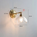 GobekUsa Green Glass LED Wall Lamp with Copper Base for Bedroom Living Room