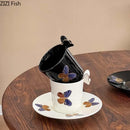 GobekUsa Butterfly Pattern Ceramic Cup & Saucer Set for Dining Table and Coffee