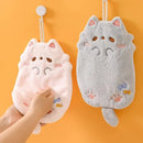 GobekUsa Cartoon Cat Kitchen Cleaning Towel: Absorbent Microfiber with Hanging Loop