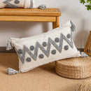 GobekUsa Geometric Tufted Tassel Cushion Cover White Grey Bohemian Decor Pillow Cover
