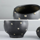 GobekUsa Black Resin Flower Pot Gold Accent Vase for Chic Home Decor