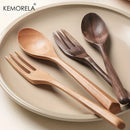 GobekUsa 2-Piece Wooden Fork and Spoon Set | Korean-Inspired Tableware for Desserts and Rice