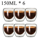 GobekUsa Double Wall Borosilicate Glass Mug Set for Tea Coffee Juice Bar Drinkware