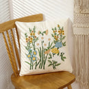 GobekUsa 3D Pink Flower Farmhouse Style Cushion Cover 45x45cm - Embroidered Sofa, Bed, Living Room