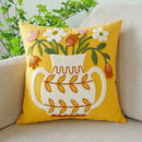 GobekUsa Boho Floral Embroidered Canvas Cushion Cover 45*45cm for Living Room