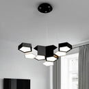 GobekUsa Black White Diamond LED Ceiling Chandelier for Modern Home and Office