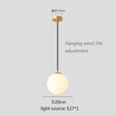 Modern White Globe Glass Pendant Light in Gold, Black, or Silver