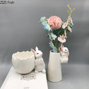 GobekUsa Lovely Rabbit Ceramic Vase Pot for Floral Arrangement, Table Decor & Aesthetic Room Appeal