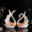 GobekUsa Elegant Swan Sculpture Figurines Pair for Home Décor & Wedding Gift
