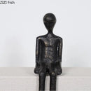 GobekUsa Black Character Metal Statue Desk Ornament Sculpture Home Decor Figure Artwork