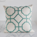 GobekUsa Geometric Embroidery Cushion Cover Navy Blue White Yellow 50x50cm Home Decor Pillow