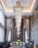 GobekUsa Gold Stainless Steel Crystal Chandelier Pendant Light for Large Home Decor