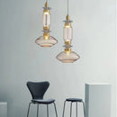 GobekUsa LED Glass Chandelier: Clear Amber Glass, Adjustable Wire 200cm, Modern Lighting Fixtures