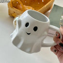 GobekUsa Cute Ghost Ceramic Mug Set for Coffee, Tea, and Milk