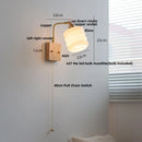 GobekUsa Ash Wood LED Wall Light Fixture with Pull Chain Switch, Modern Nordic Design