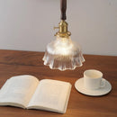 GobekUsa Glass LED Pendant Lamp Walnut Wood Copper Switch Nordic Hanging Light