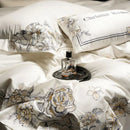 GobekUsa Luxe Embroidered Cotton Bedding Set: Duvet Cover, Pillowcases, Flat Sheet