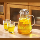 GobekUsa Glass Tea Set with Stainless Steel Lid Jug and Cups