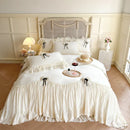 GobekUsa Lace Ruffles Princess Bedding Set, Velvet Duvet Cover, Plush Bed Sheet, Pillowcases