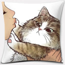 GobekUsa Cute Cat Kiss Love Cartoon Pillowcase for Home Decor